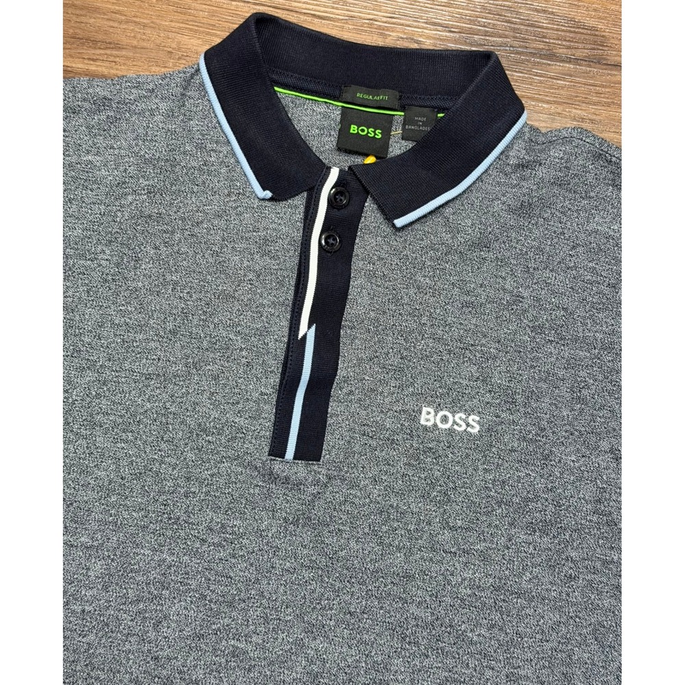 Hugo Boss Mens Paddy 3 NCSA Polo Shirt Contrast Collar Short Sleeve Grey Sz M